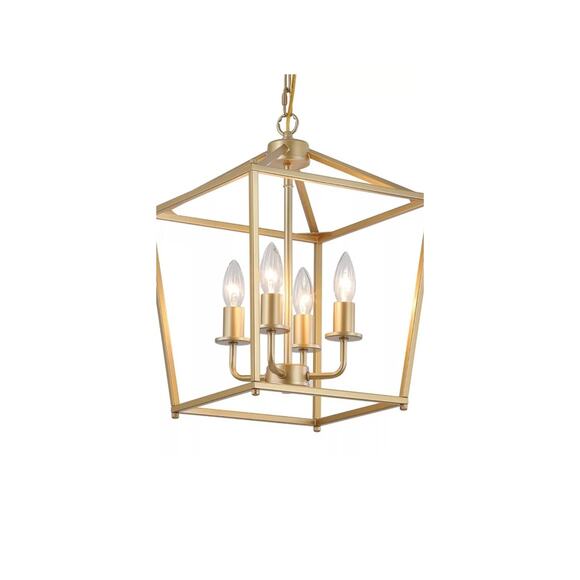 NEW Seaside Village 4 Light Chandelier Indoor Gold Ceiling Light Lantern Fixture - Picture 1 of 3